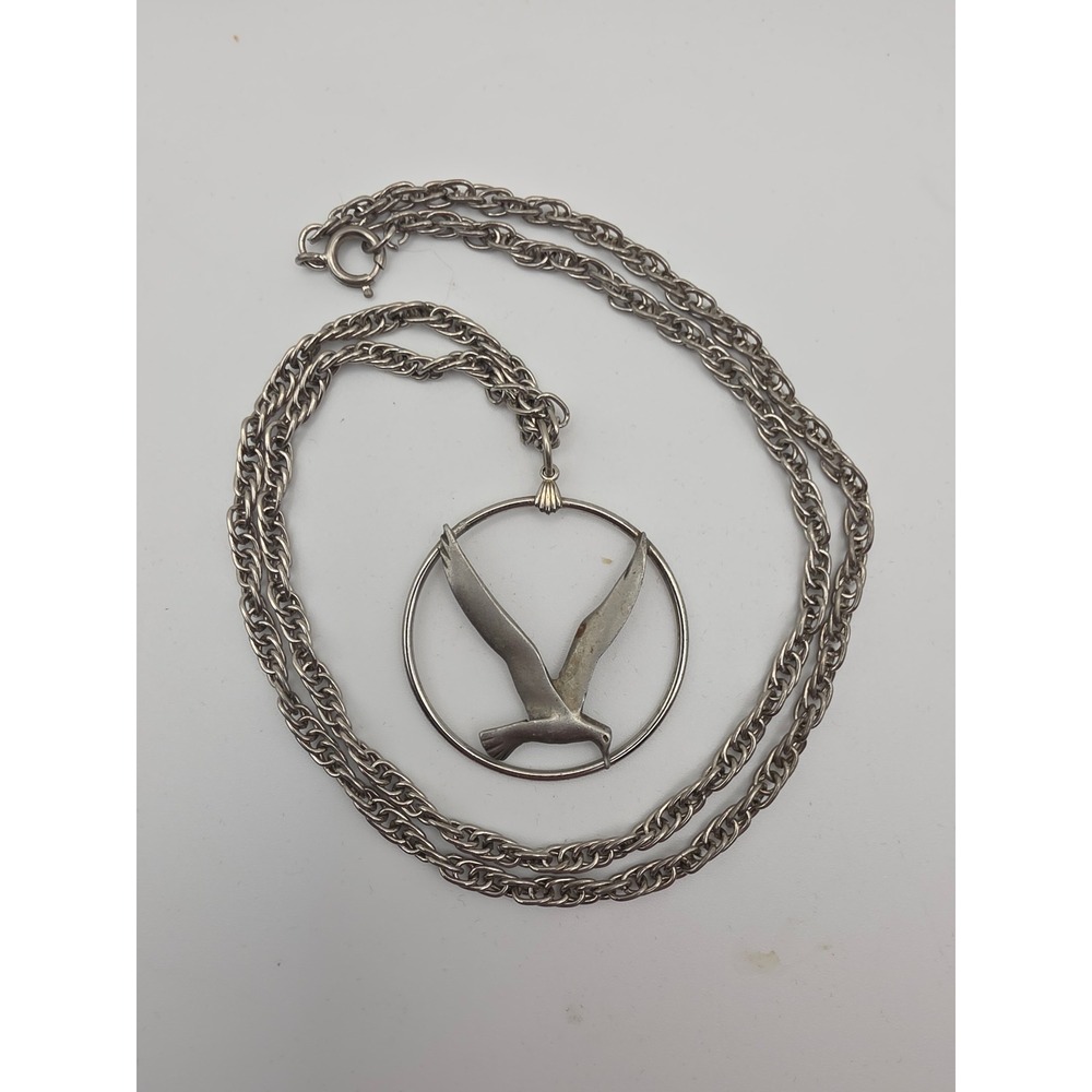 Unbranded Seagull Pendant Necklace OS Silver Fair Vintage Bird Circle Chain